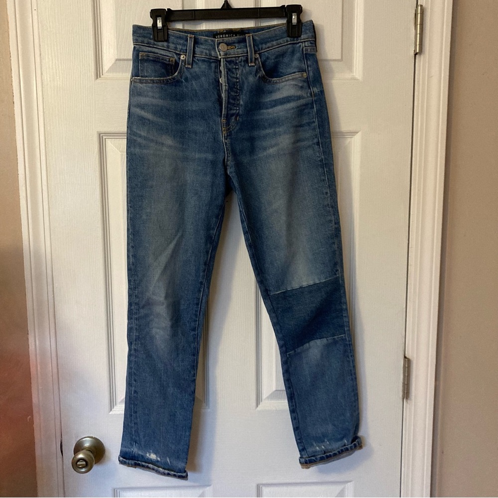 Veronica Beard Ryleigh Patch Straight Leg Jeans - Picture 3 of 8